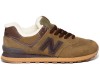 New Balance 574 light brown коричневые зимние с мехом